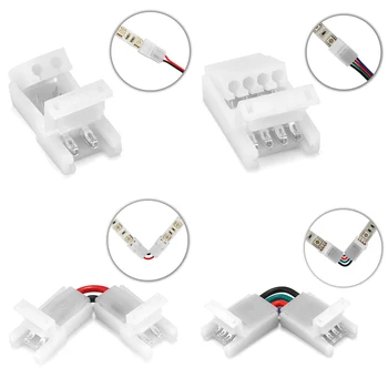 1-100 adet L şekli 2 Pin LED köşe konnektörleri 2/3 / 4pin Terminali 12V 5V şerit Tel Bağlayıcı için WS2812B SMD RGB LED şerit ışık