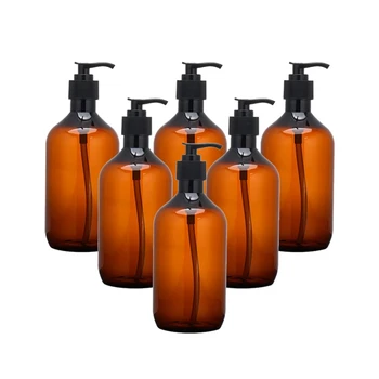 300ml Amber Plastik Boş sıkılabilir şişe Siyah Losyon Pompası Vücut Losyonu Duş Jeli losyon kavanozları