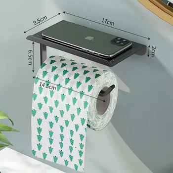 Alüminyum Alaşımlı rulo kağıt havlu tutucu Raf Tepsi İle Banyo Aksesuarları Mutfak Duvar Asılı Punch - Ücretsiz rulo kağıt havlu rulo tutucu