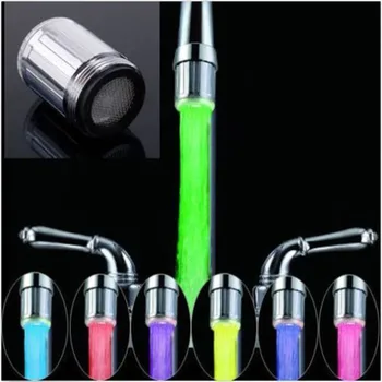 LED su musluk ışık 7 renk değiştirme şelale Glow duş akış dokunun evrensel adaptör mutfak banyo aksesuarları