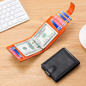 Minimalist para klip Çanta Cüzdan Hakiki Deri İş Kredi Kartı kimlik kartı Tutucu çanta Kart kart tutucu erkekler kadınlar için