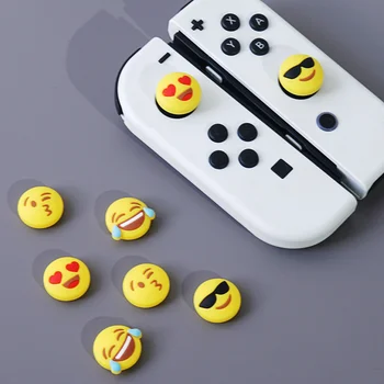 Sevimli EMO Silikon Thumb Çubuk Kavrama Kapağı Joycon Joystick Koruyucu Kapak Nintendo Anahtarı İçin Oled Joy-Con NS Lite Thumbstick Kılıf