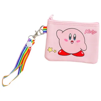 Sevimli Karikatür Yıldız Kirby pelüş çanta Oyuncak Kirby Bebek Kız PU Çanta Çocuk oyuncak bozuk para cüzdanı Kulaklık Çantası Kart Paketi El çantası Kız Hediye
