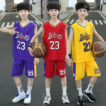 Çocuk Yelek T-shirt / Şort Futbol / Basketbol spor elbise Erkek / Kız Yaz Kolsuz Çabuk kuruyan Çocuk Giyim Seti 5-15Y